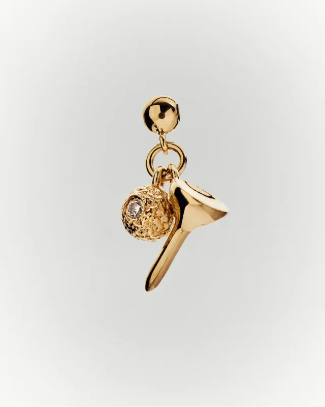 PDPAOLA Golf charm zirconia doré 9 mm
