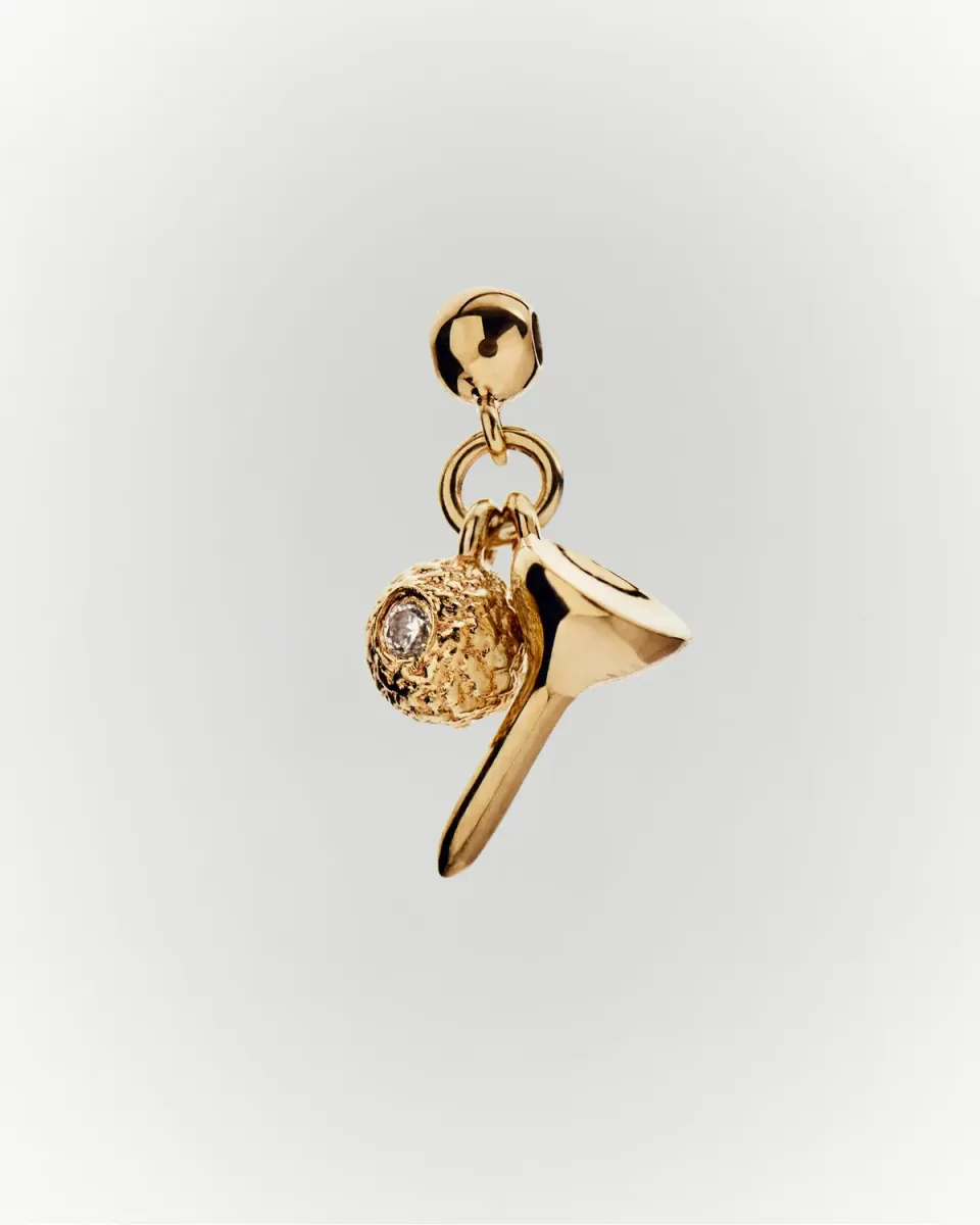 PDPAOLA Golf charm zirconia doré 9 mm