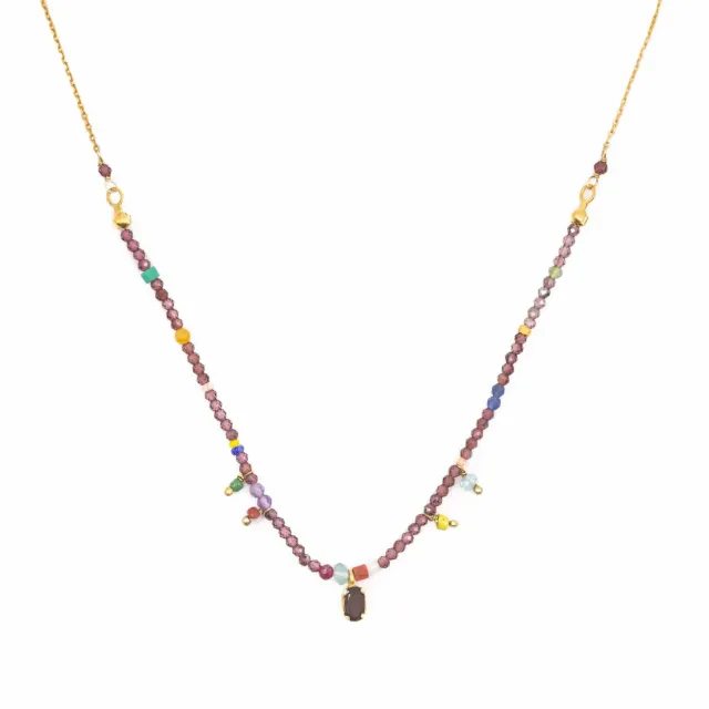 Le Fourbi de Capucine MUL4G collier laiton doré grenat