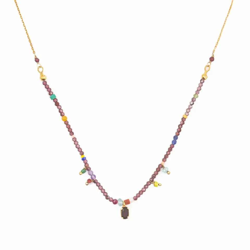 Le Fourbi de Capucine MUL4G collier laiton doré grenat