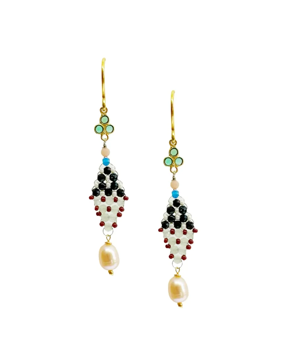 Le Fourbi de Capucine N45 boucles d'oreilles laiton doré onyx