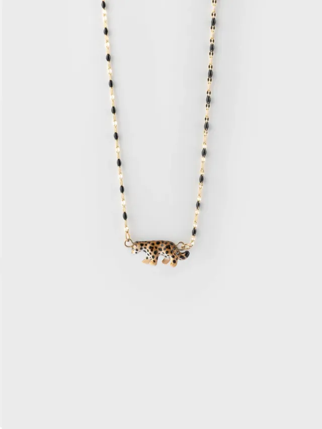 Nach Bijoux Idole sauvage perles et léopard collier porcelaine