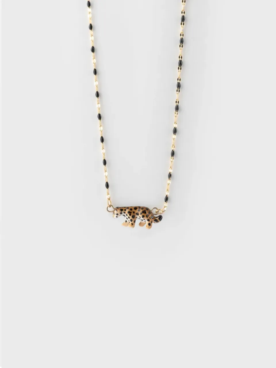 Nach Bijoux Idole sauvage perles et léopard collier porcelaine