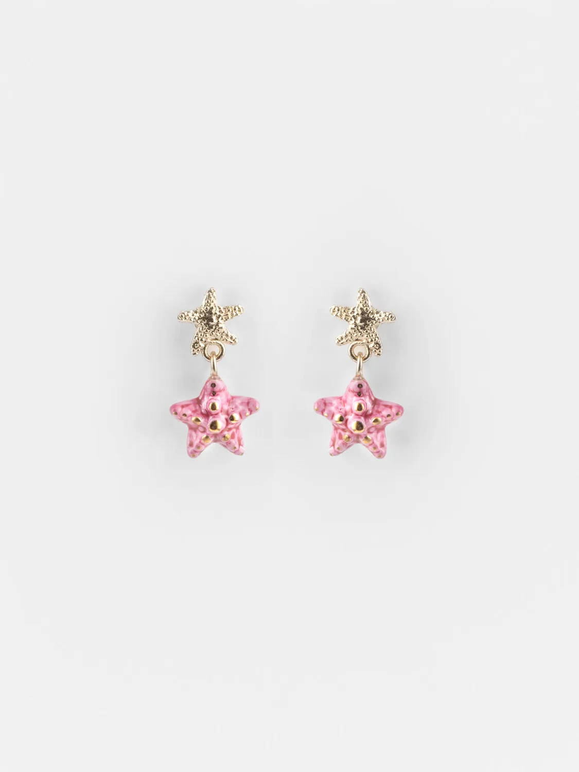 Nach Bijoux étoile de mer rose boucles pendantes porcelaine