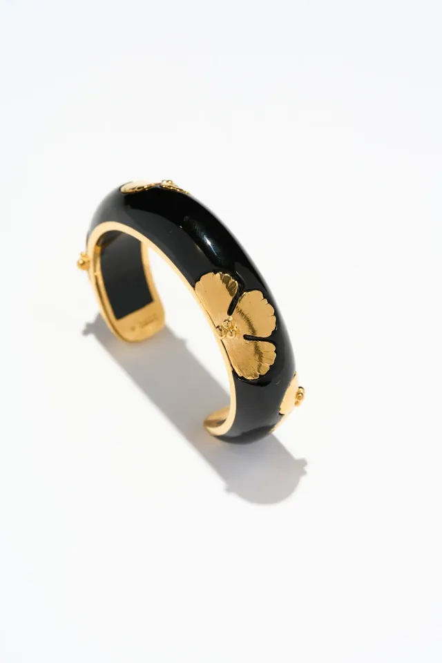Philippe Ferrandis Magnolia bracelet jonc manchette noir vert