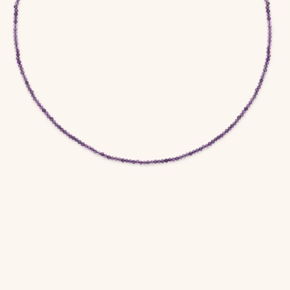 Astrid & Miyu February Beaded collier or améthyste