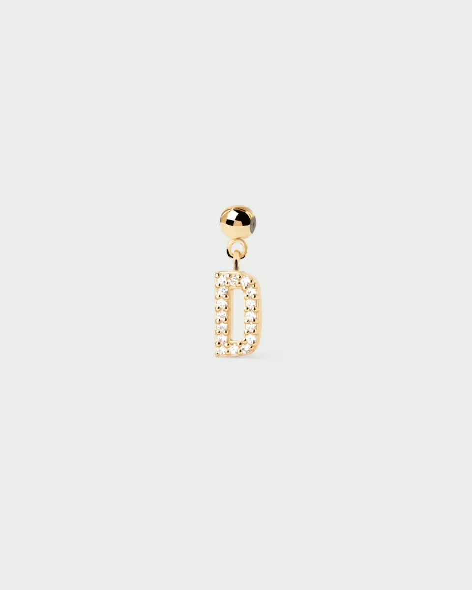 PDPAOLA Letter D charm lettre D plaqué or zirconia