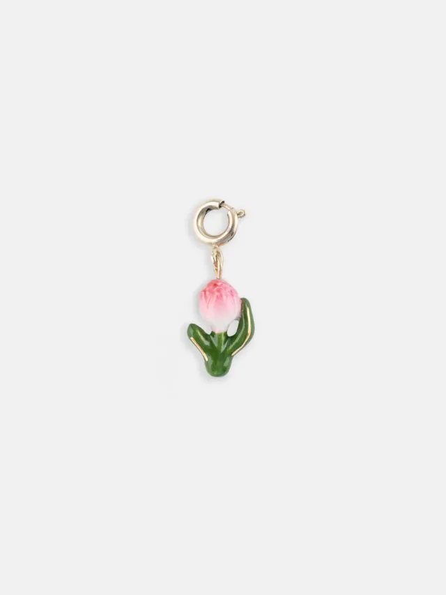 Nach Bijoux tulipe rose charms porcelaine 25 mm