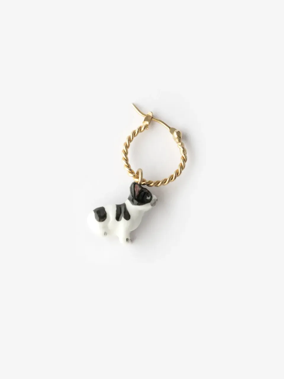 Nach Bijoux Mini créole chien Bulldog Français boucle doreille porcelaine