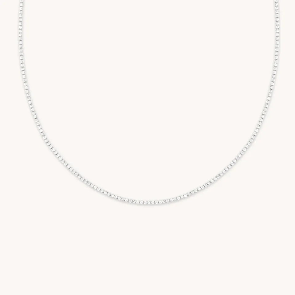 Astrid & Miyu Tennis Chain Necklace collier argent éclat