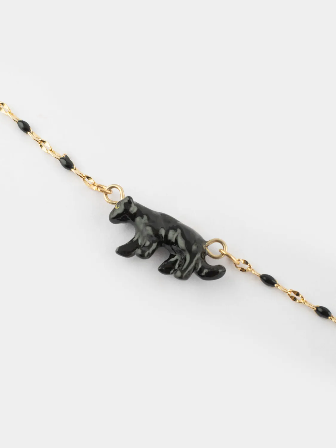 Nach bracelet perles et panthère élastique porcelaine