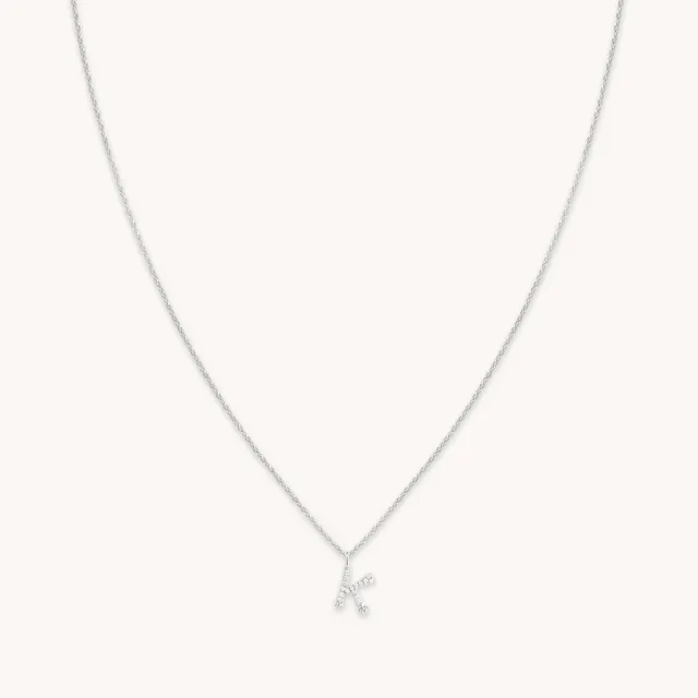 Astrid & Miyu K Initial Pavé collier initiale argenté