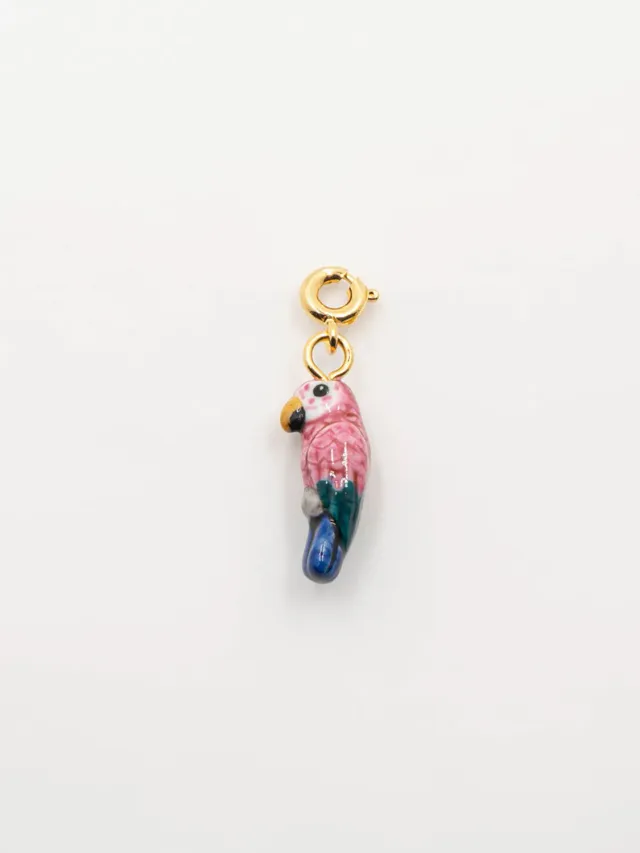 Nach Bijoux Charm's perroquet rose charms porcelaine 2 cm