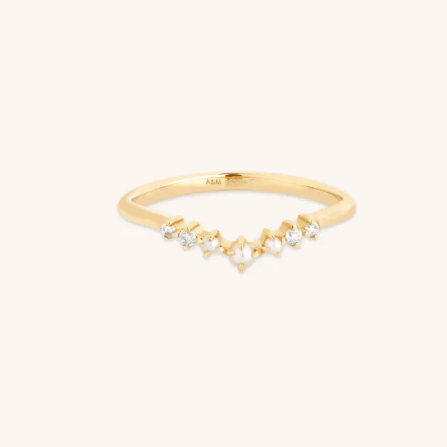 Astrid & Miyu Diamond Pearl Band bague or massif
