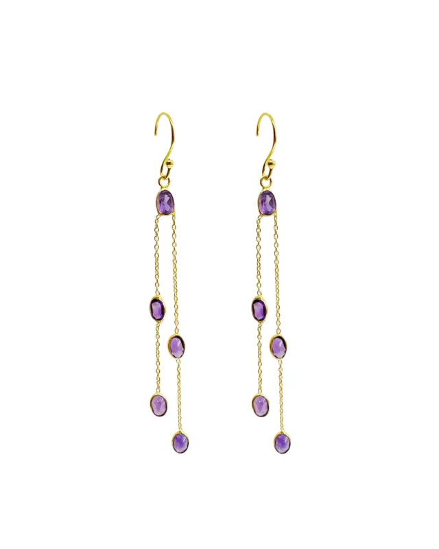 Le Fourbi de Capucine N77 boucles d'oreilles argent doré améthyste