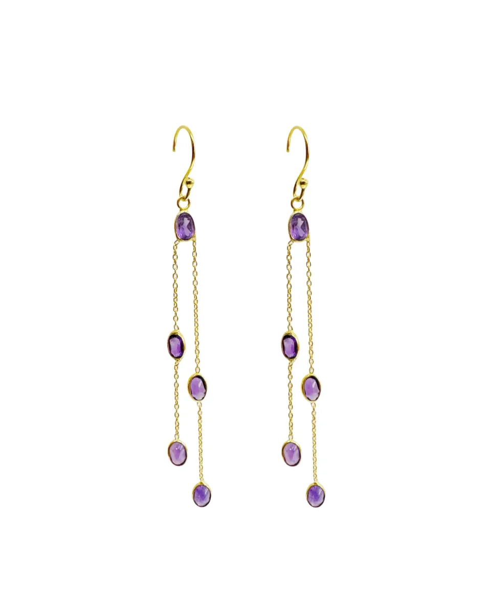 Le Fourbi de Capucine N77 boucles d'oreilles argent doré améthyste