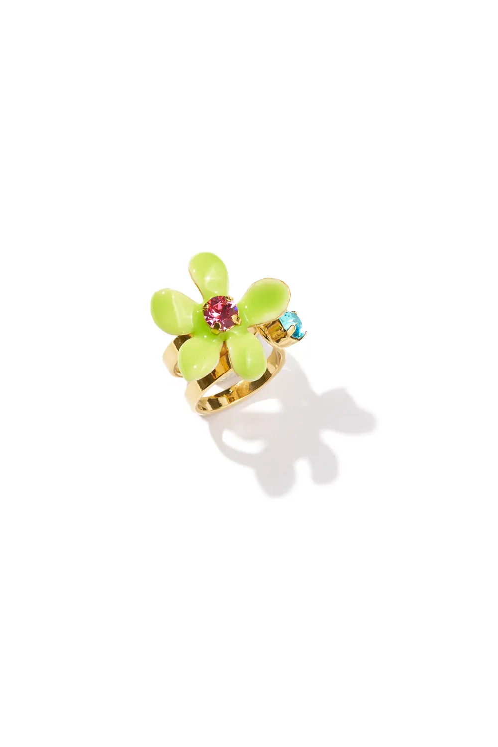 Philippe Ferrandis Ischia Fleurs bague ajustable émail blanc