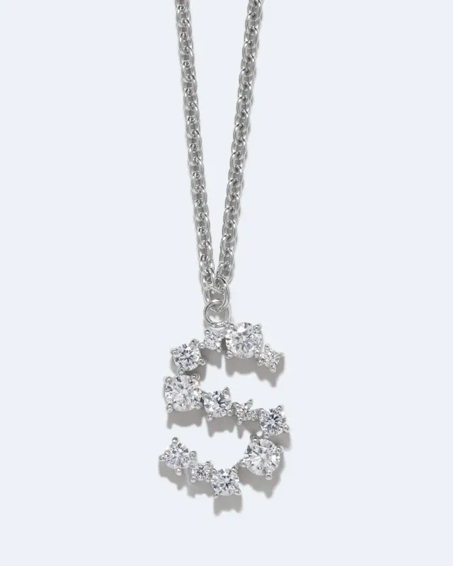 Completedworks Glitchy S pendentif rhodié zirconium