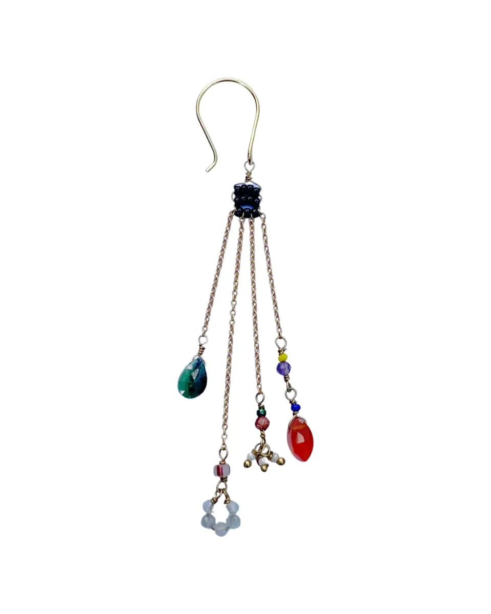 Le Fourbi de Capucine LF77 boucles d'oreilles laiton doré rubis