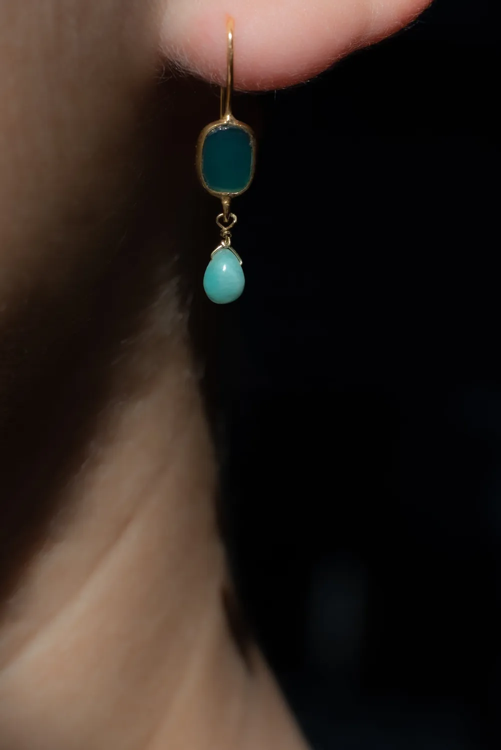 Le Fourbi de Capucine P59 boucles d'oreilles laiton doré amazonite