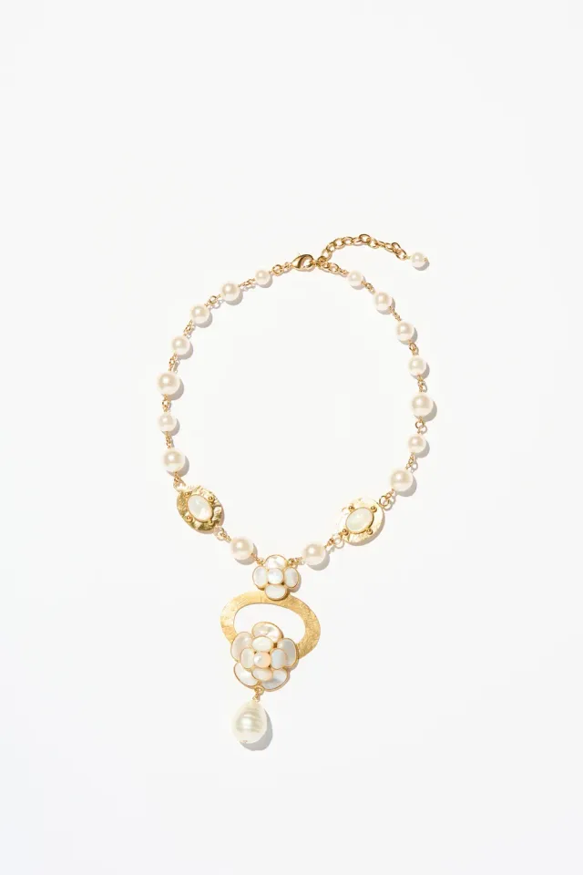 Philippe Ferrandis Camelia Byzance collier de perles 40 cm