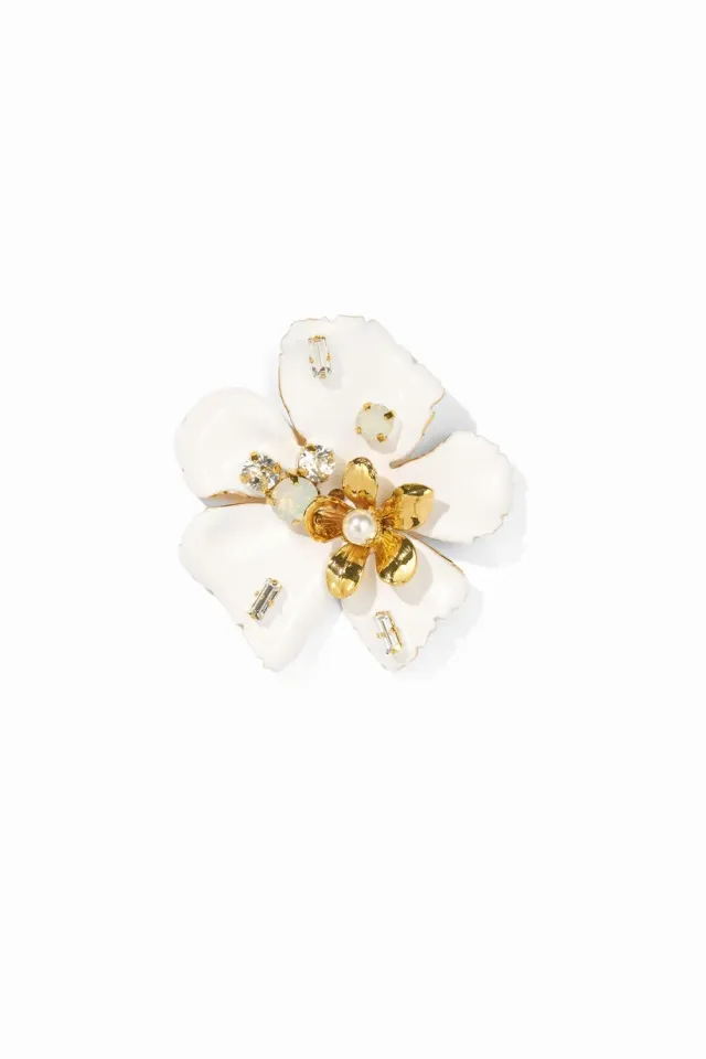 Philippe Ferrandis Ischia grande broche fleur blanche