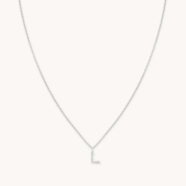 Astrid & Miyu Initial Pavé L collier pendentif argent