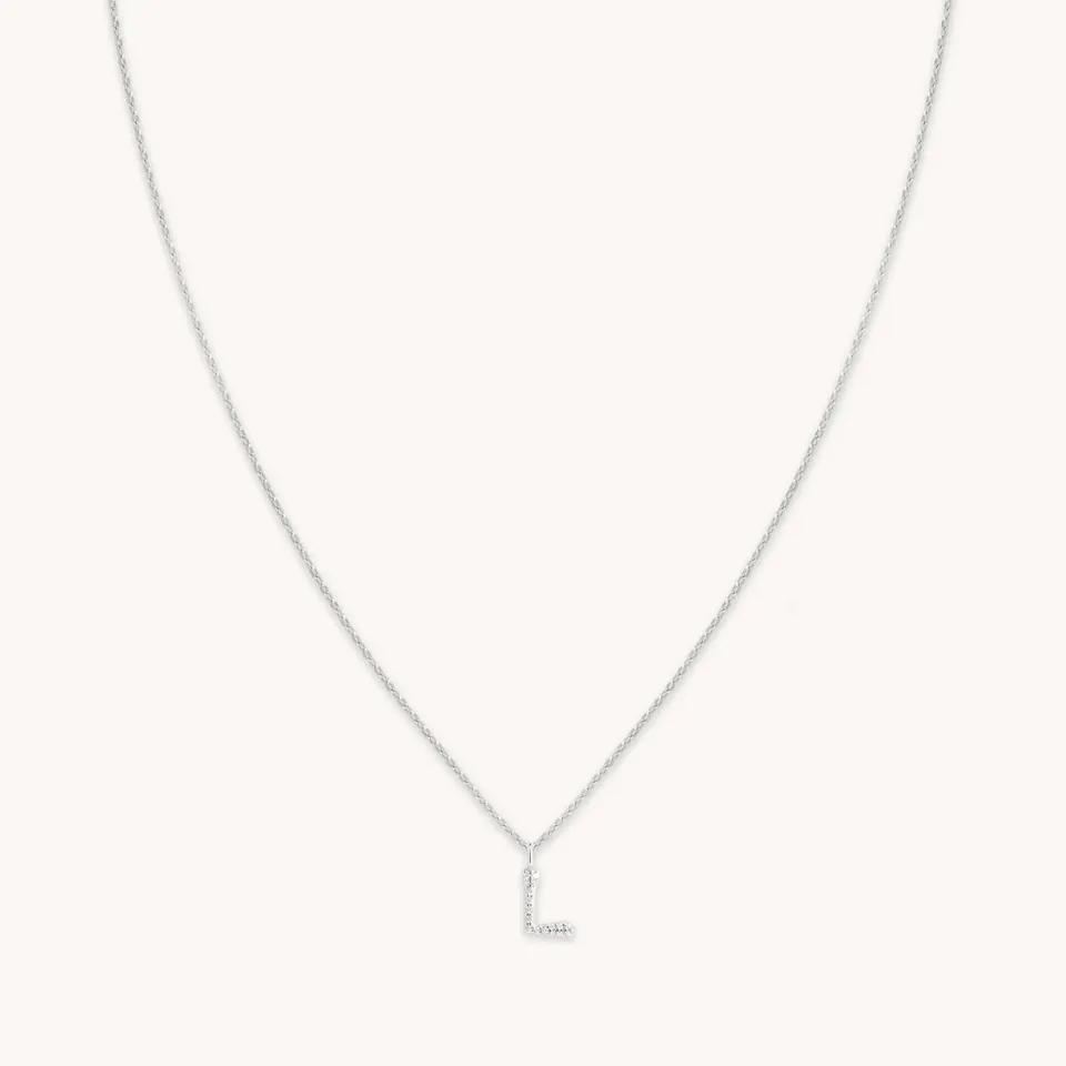 Astrid & Miyu Initial Pavé L collier pendentif argent