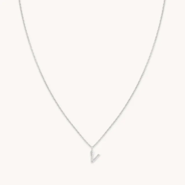 Astrid & Miyu Initial V collier pendentif argent pavé
