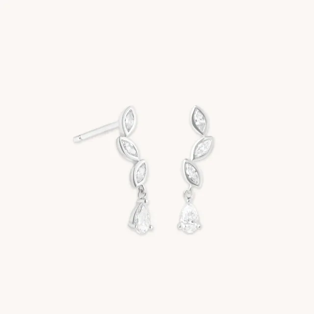 Astrid & Miyu Diamond Marquise Drop boucles d'oreilles or blanc diamant