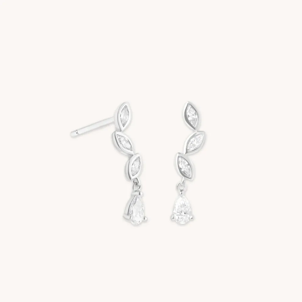 Astrid & Miyu Diamond Marquise Drop boucles d'oreilles or blanc diamant