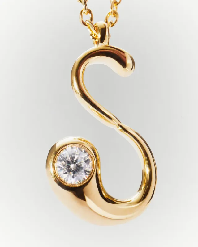 PDPAOLA GRID Initial S charm plaqué or