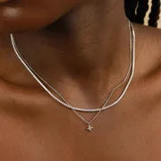 Astrid & Miyu Tennis Chain Necklace collier argent éclat