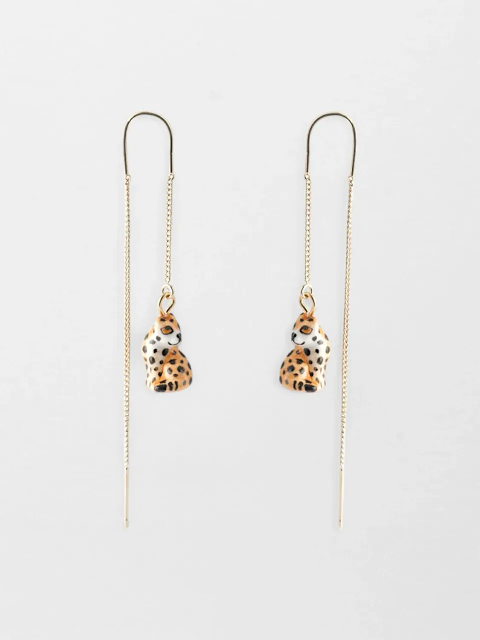 Nach Bijoux léopard longues boucles doreilles noires porcelaine
