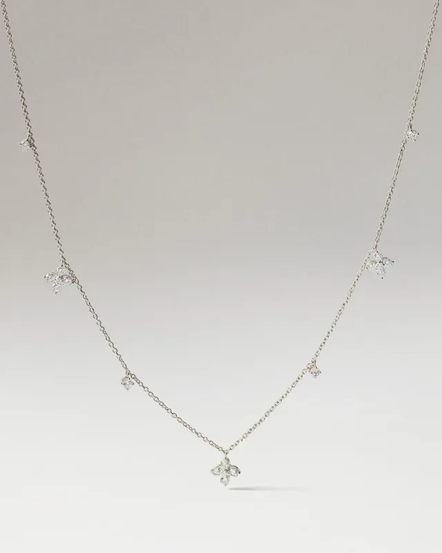 PDPAOLA Maggie Bloom collier or blanc diamants fleur