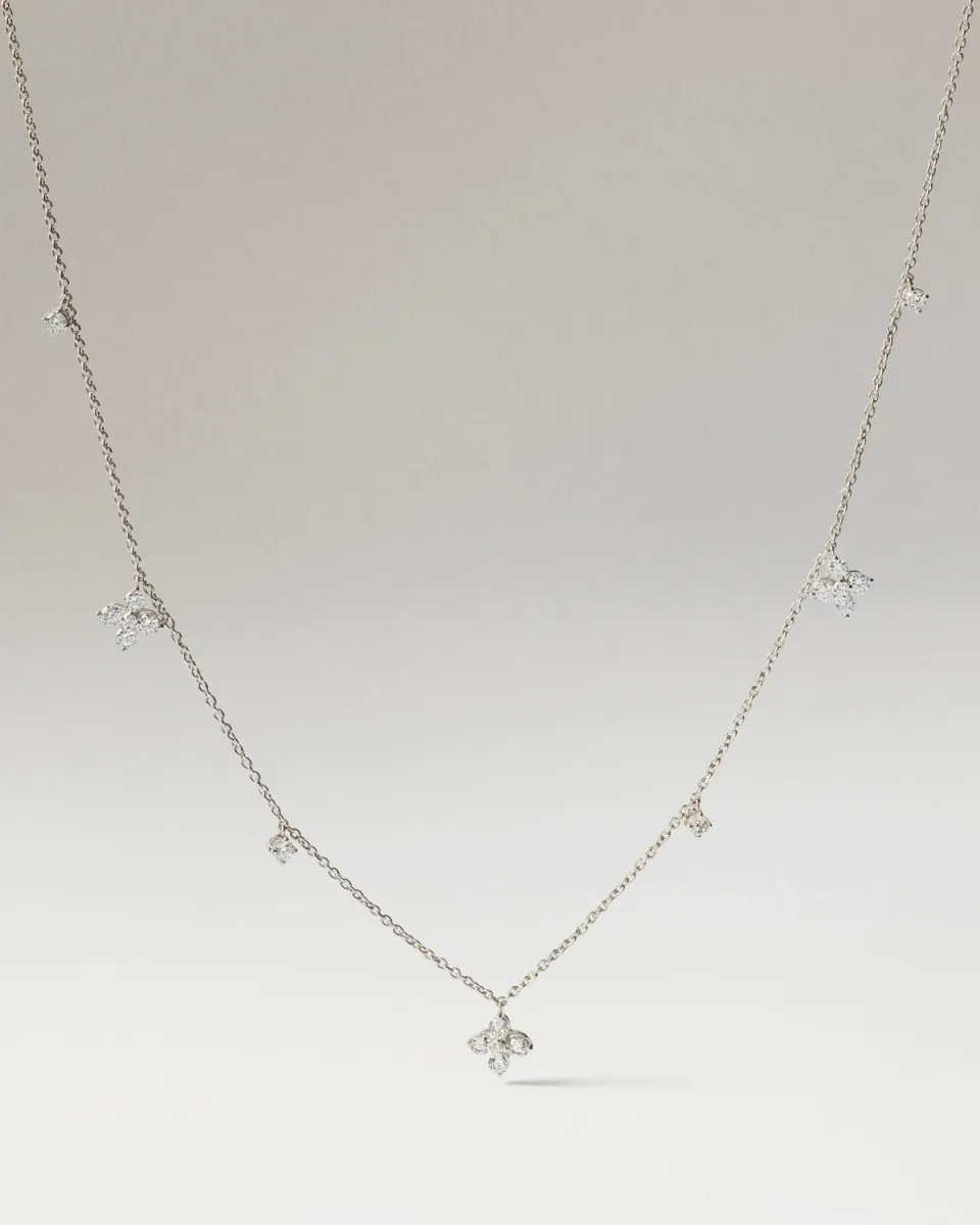 PDPAOLA Maggie Bloom collier or blanc diamants fleur