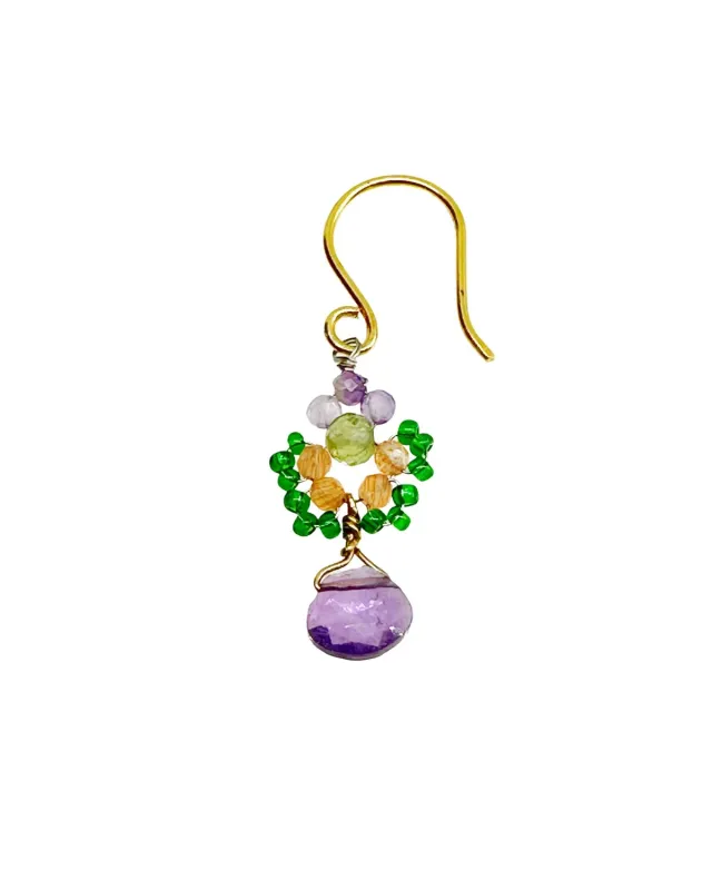 Le Fourbi de Capucine P5 boucles d'oreilles améthyste péridot