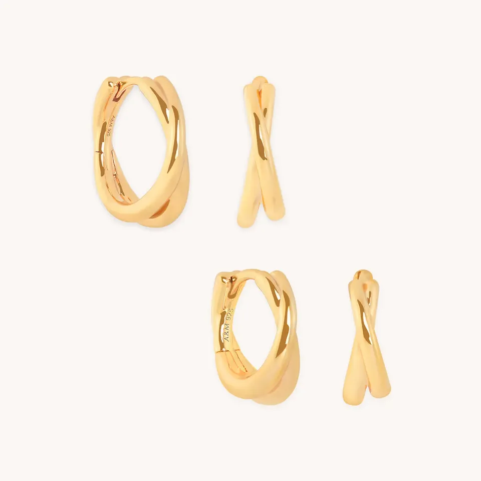 Astrid & Miyu Crossover Illusion Hoops créoles doré lot