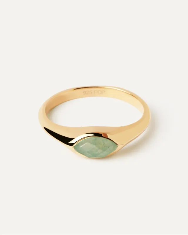 PDPAOLA Nomad Stamp bague aventurine verte tailles 8-18
