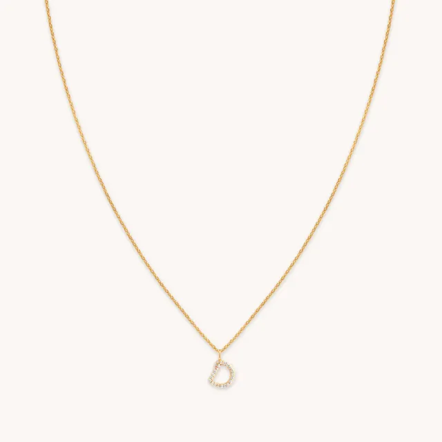 Astrid & Miyu D Initial Pavé collier doré lettre D