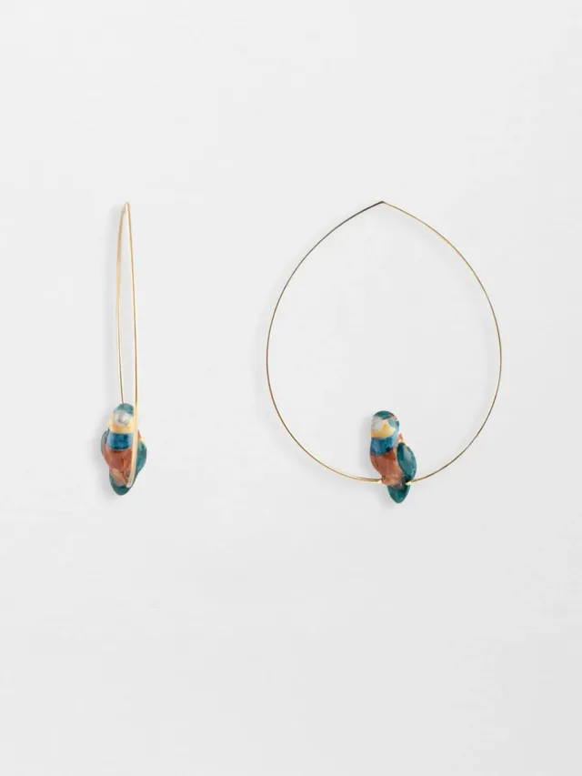 Nach Bijoux guêpier moyennes créoles porcelaine doré