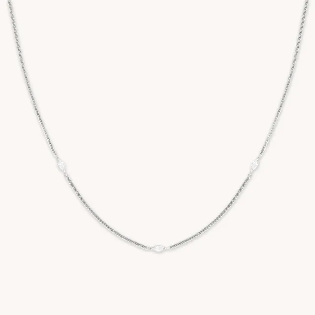 Astrid & Miyu Navette Crystal collier argent