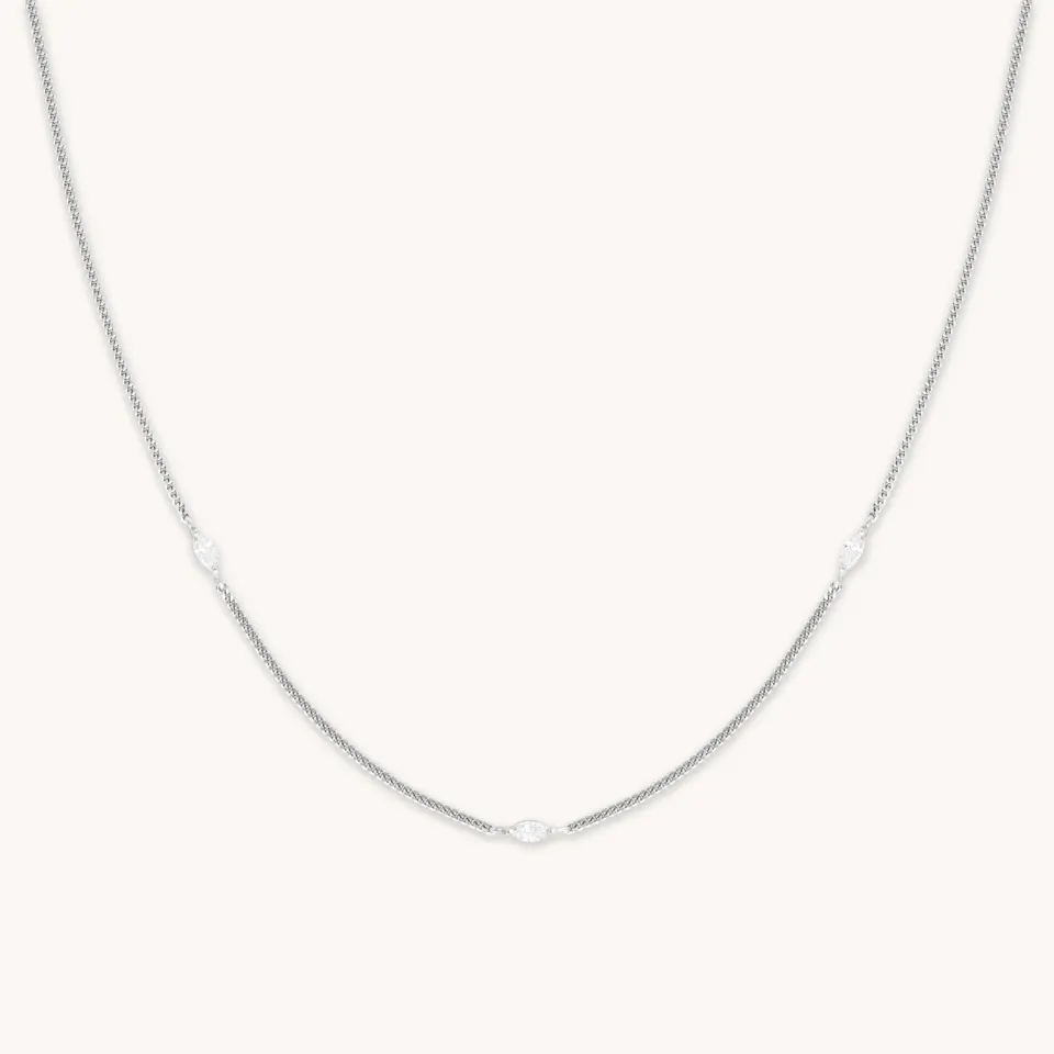 Astrid & Miyu Navette Crystal collier argent