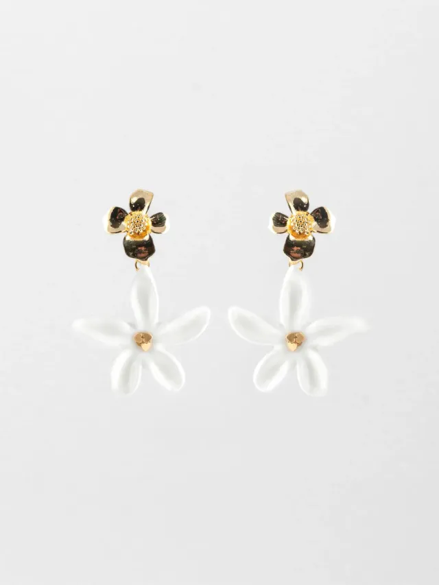 Nach Bijoux Jasmin et moi boucles d'oreilles fleurs blanches