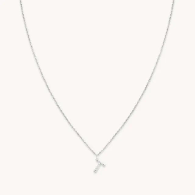Astrid & Miyu Initiale T collier pendentif pavé argent