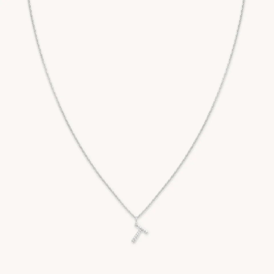 Astrid & Miyu Initiale T collier pendentif pavé argent