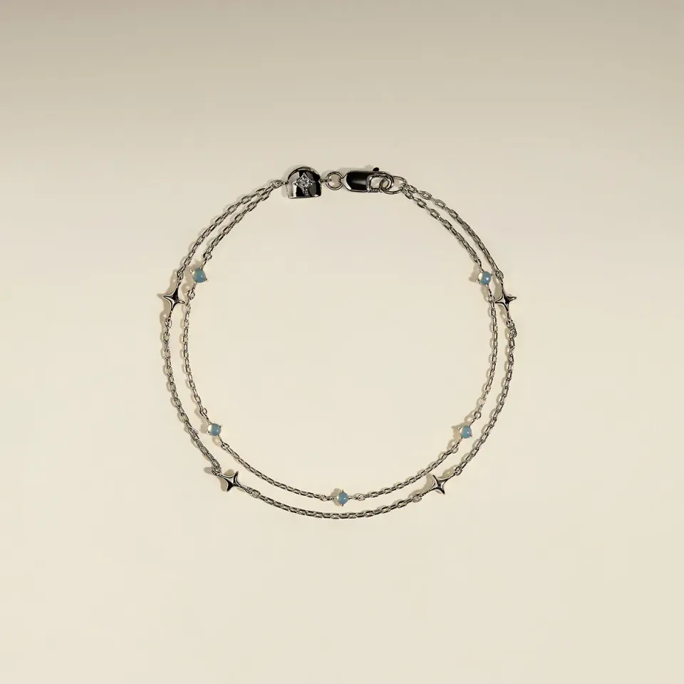 Astrid & Miyu Cosmic Opal Double bracelet argent 16,5 cm