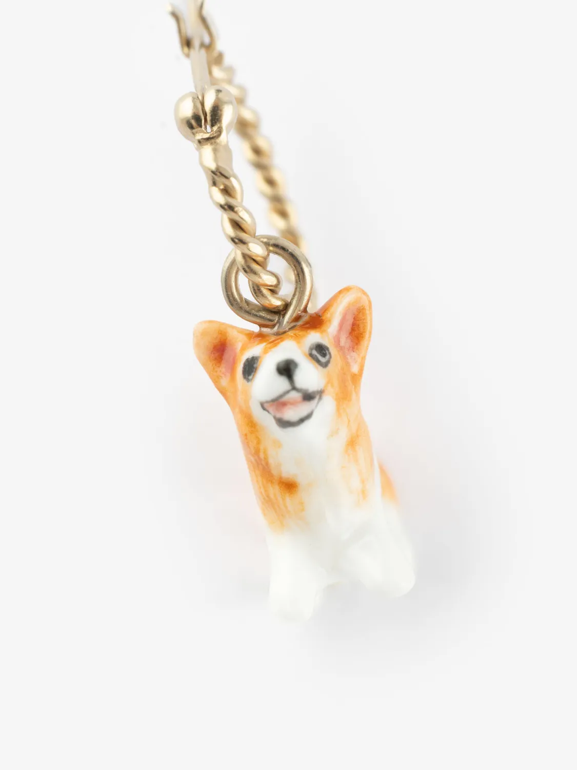 Nach Bijoux chien Corgi mini créole boucle d'oreille unité porcelaine