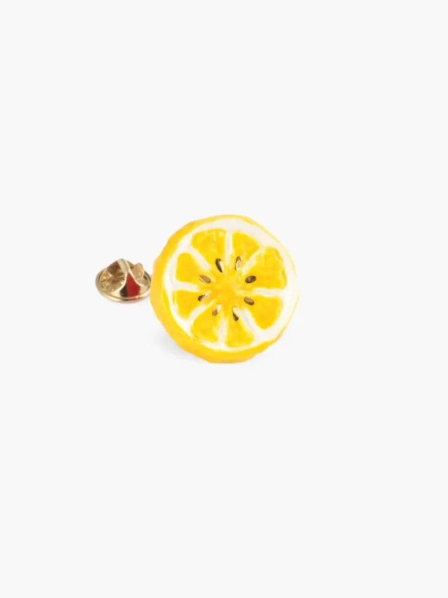 Nach Bijoux Belles du Sud pin's citron jaune porcelaine 1,6 cm