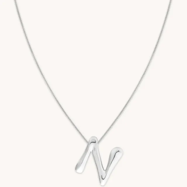 Astrid & Miyu N Initial Bold Pendant collier argent initiale N